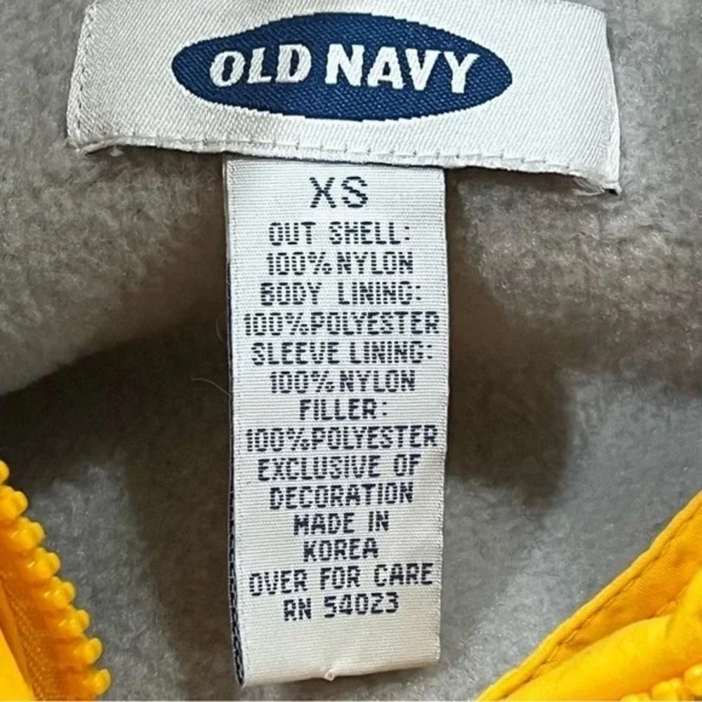 Old Navy Yellow Gray Anorak Pullover Jacket Hooded‎ Windbreaker Holiday 99 XS